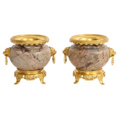 Antique Pair of 19th Century French Ormolu Mounted Marble Centerpieces, H. Journet & Cie
