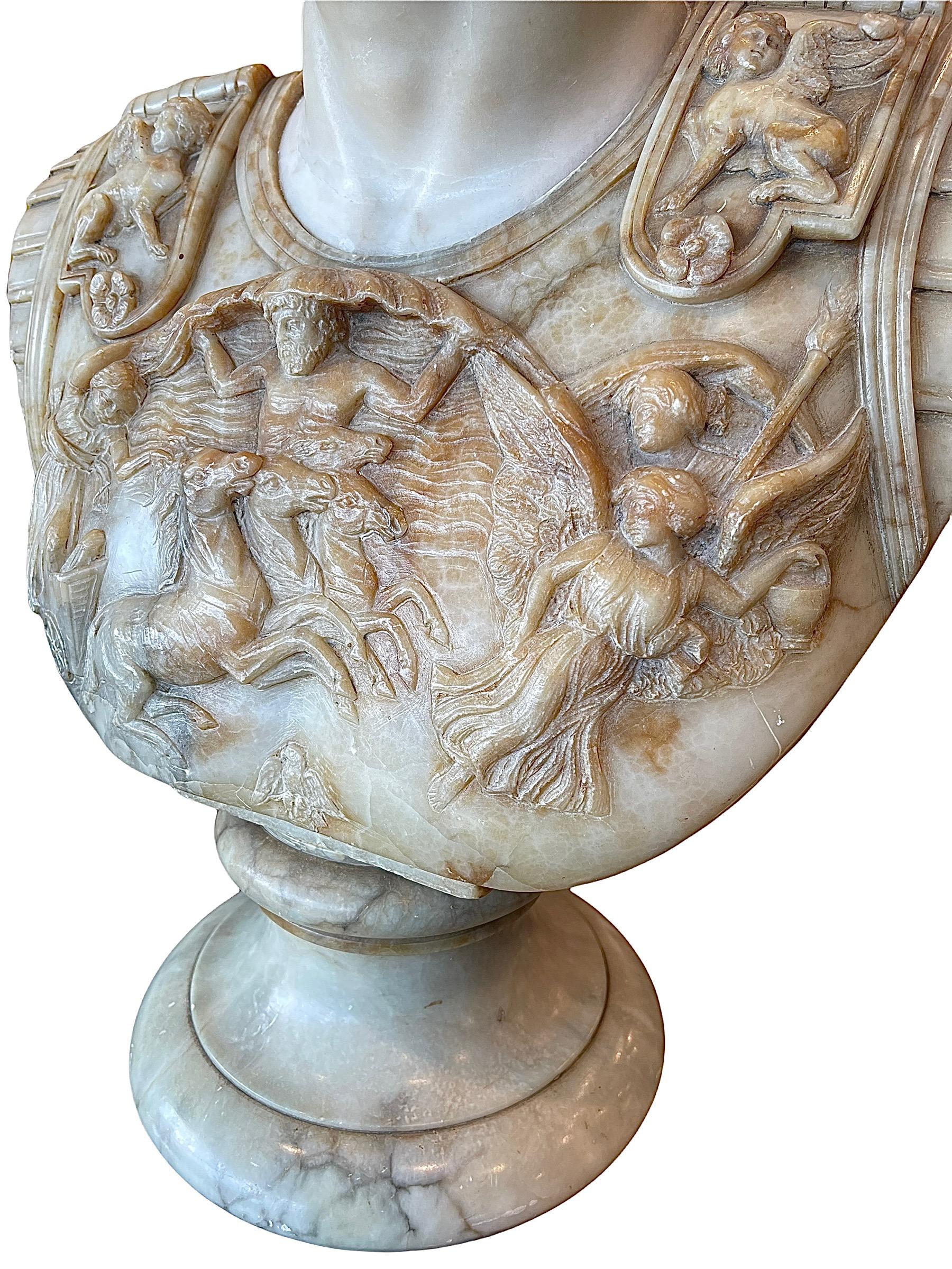 Pair of 19th Century '1850s' Grand Tour Italian Carved Multi-Marble Busts For Sale 6