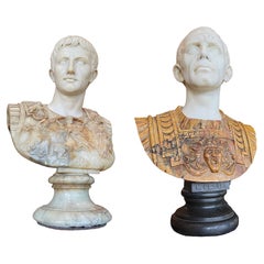 Pair of 19th Century '1850s' Grand Tour Italian Carved Multi-Marble Busts