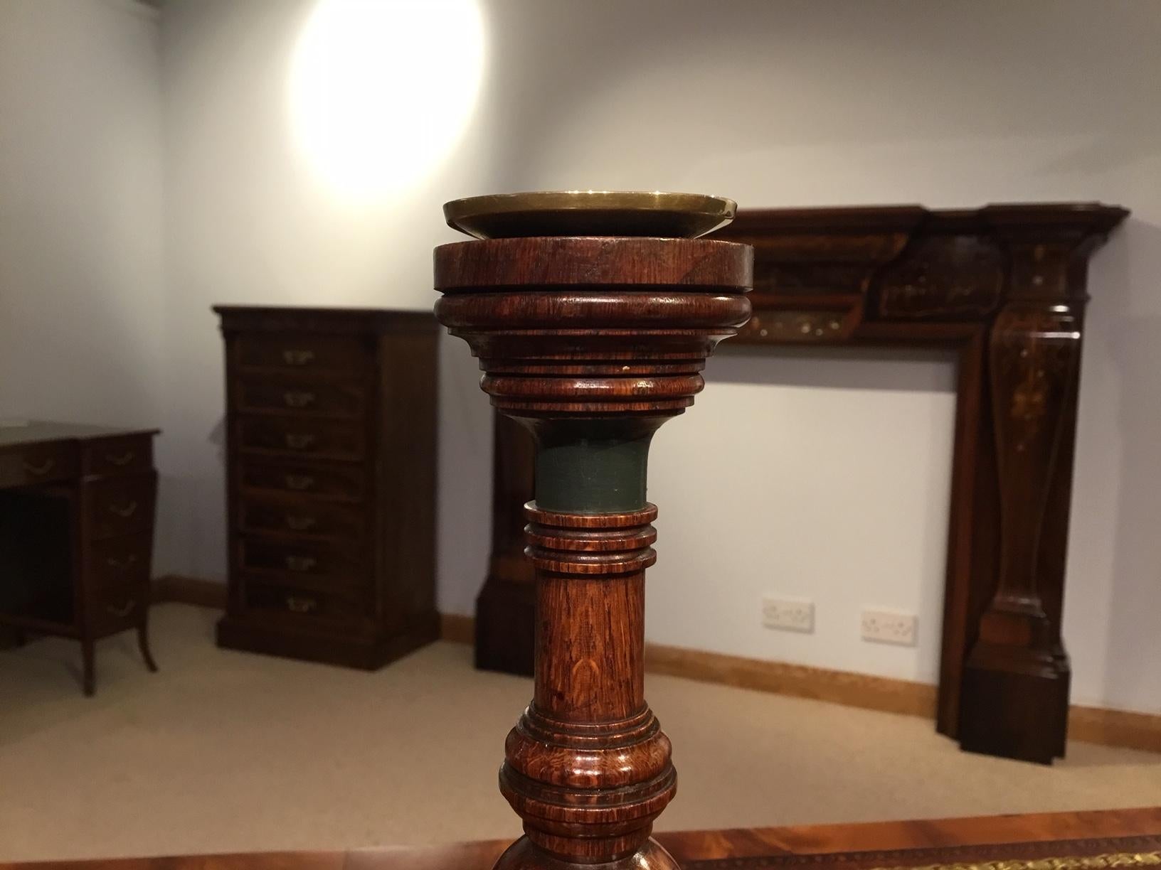 Late 19th Century Pair of 19th Century Aesthetic Period Oak English Candlesticks For Sale