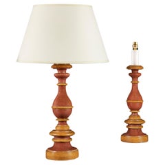 Antique Pair of 19th Century Amber and Coral Lamps