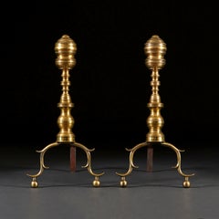 Pair of 19th Century American Brass Fire Dogs