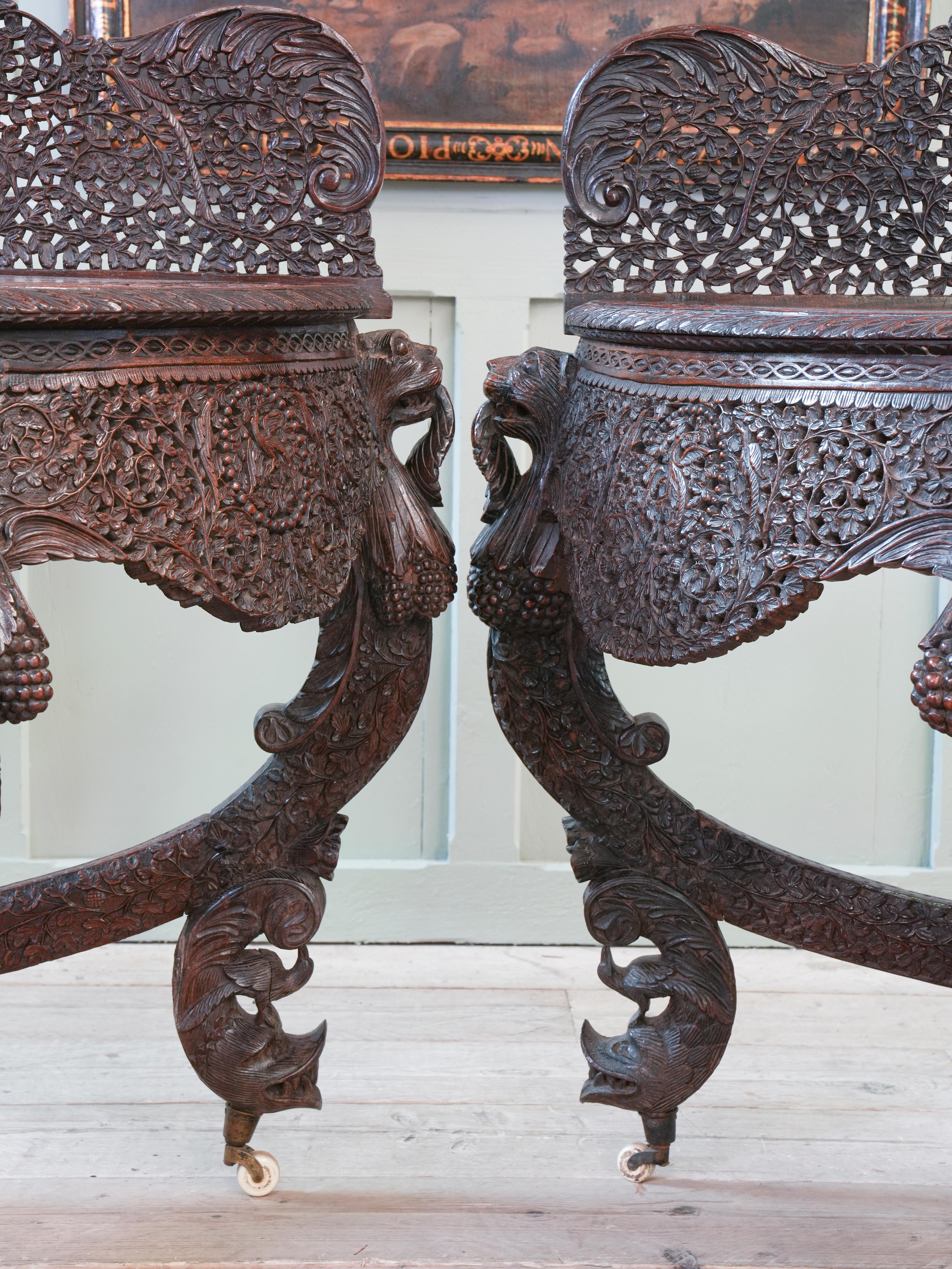 Anglo-Indian Pair of 19th Century Anglo Indian Console Tables