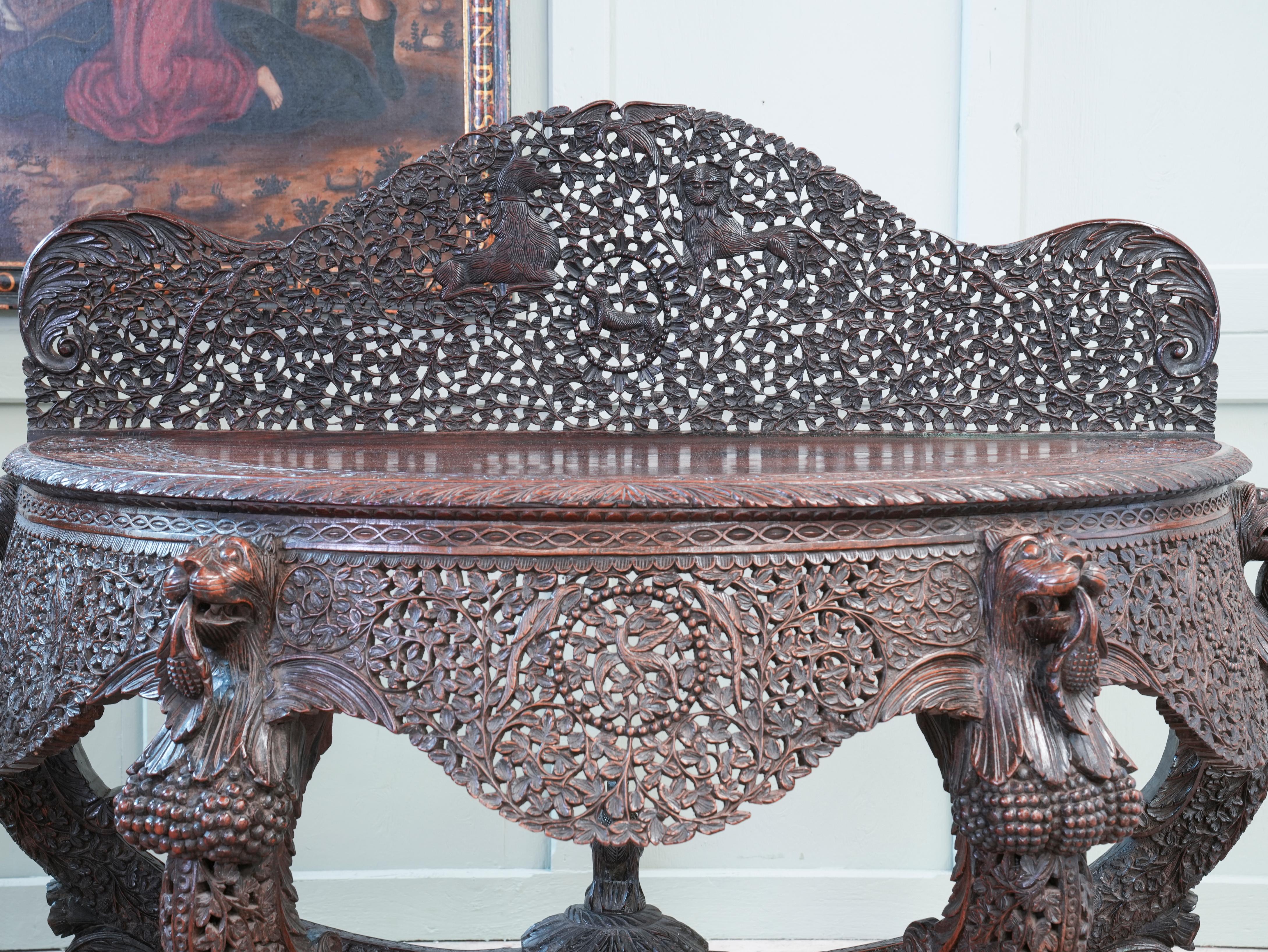 Carved Pair of 19th Century Anglo Indian Console Tables