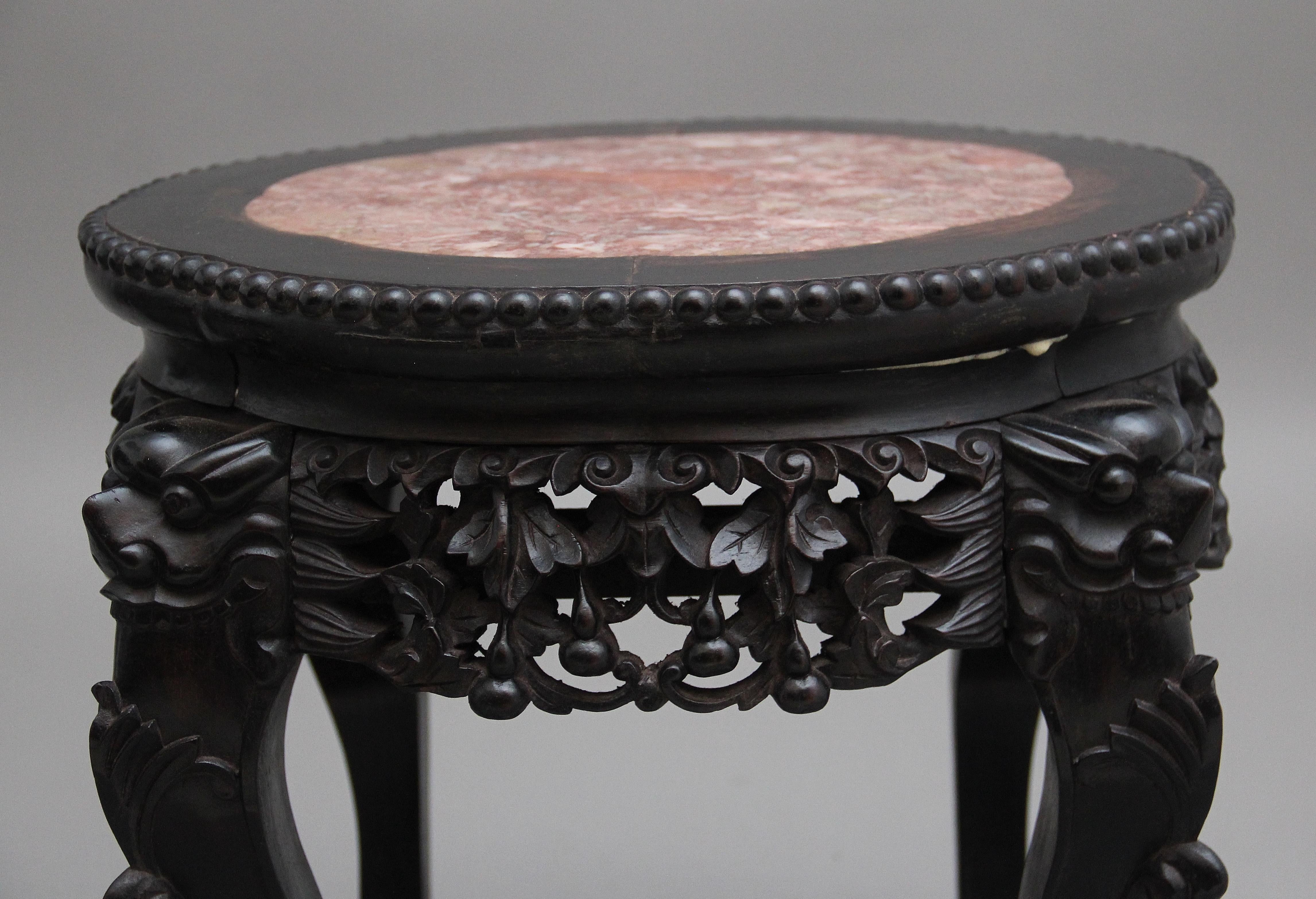 Pair of 19th Century Antique Chinese Carved Hardwood Occasional Table For Sale 6