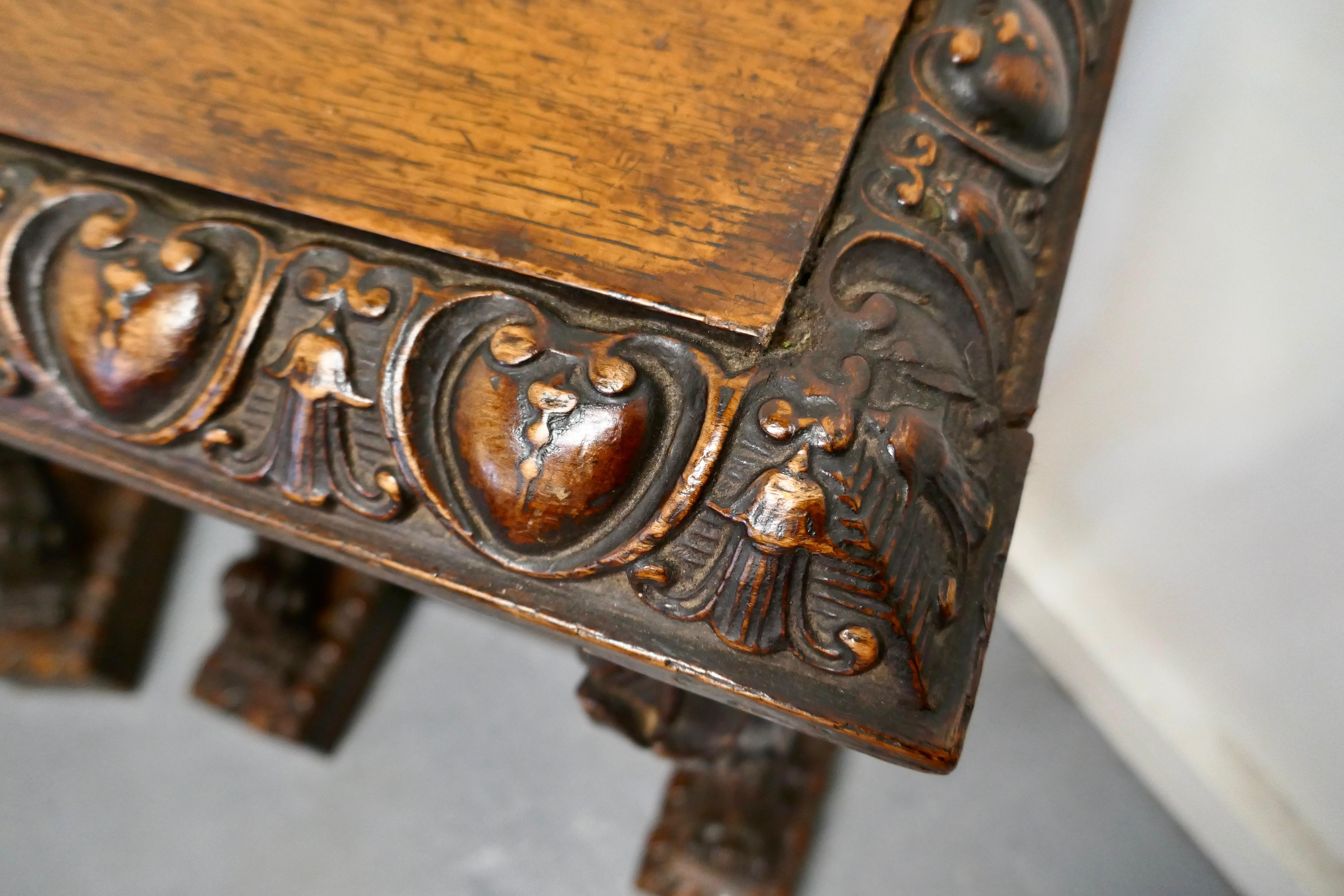 Pair of 19th Century Art Nouveau Gothic Carved Oak Console Pedestals For Sale 1