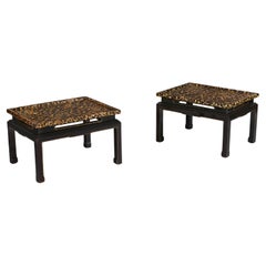 Paire de tables d'appoint du 19ème siècle en laque noire et or