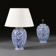 Ein Paar blaue und weiße Delft-Lampen aus dem 19.