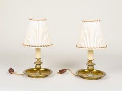 A Pair of 19th Century Brass Candlestick Lamps