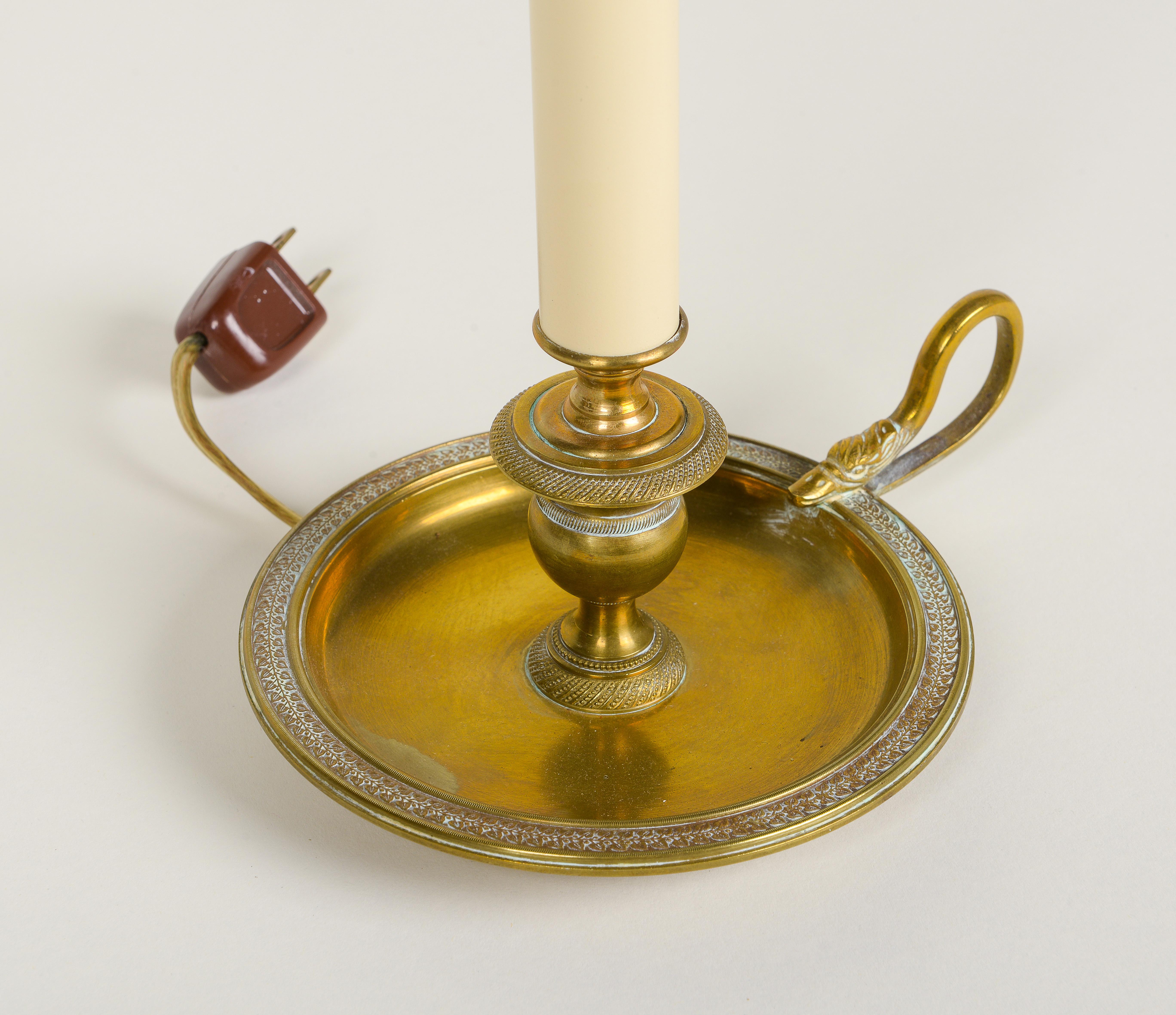 A Pair of 19th Century Brass Candlestick Lamps 3
