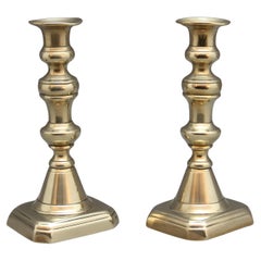 Antique A pair of 19th Century brass candlesticks