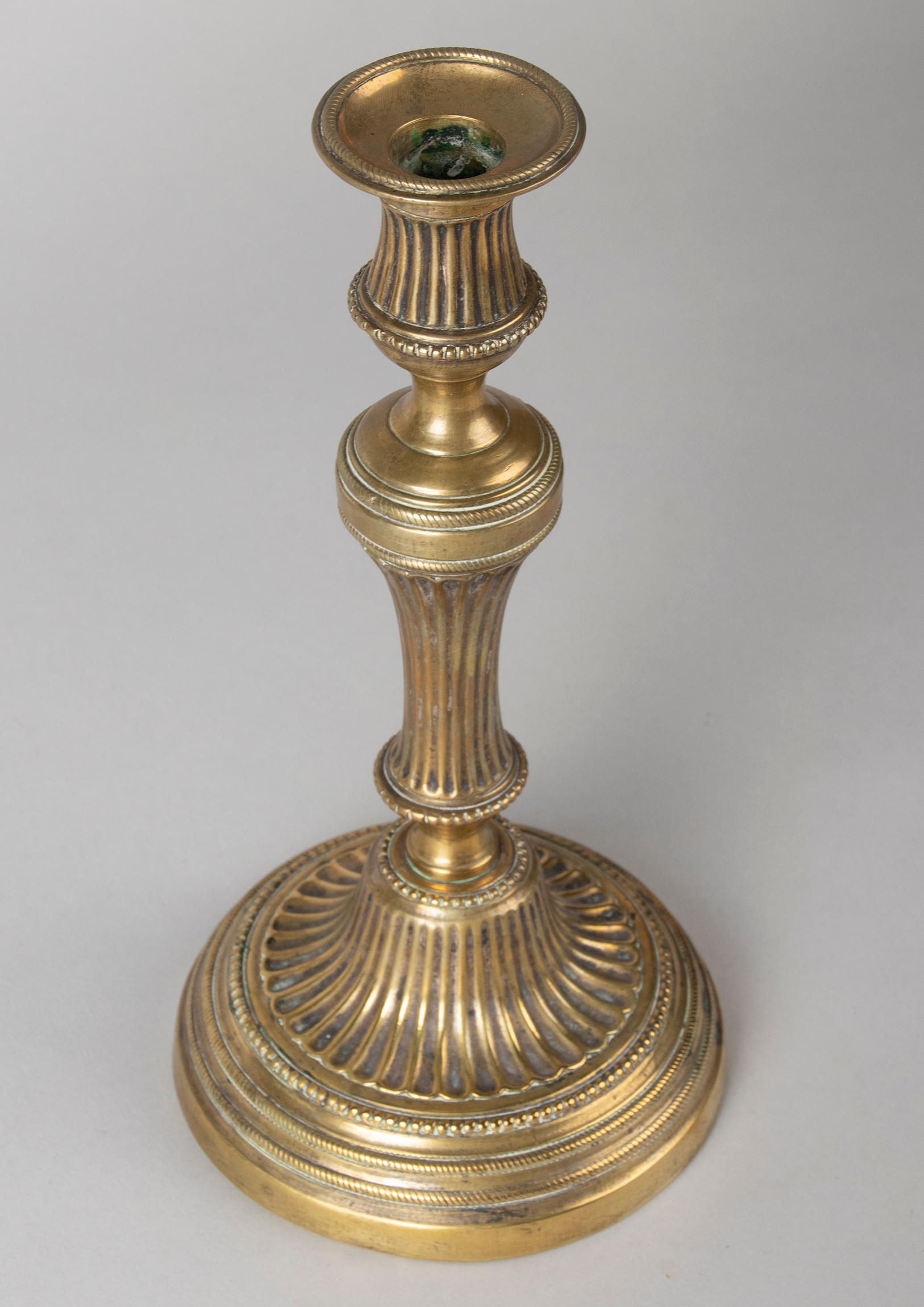 Pair of 19th Century Brass Candlesticks Louis XVI Style 5