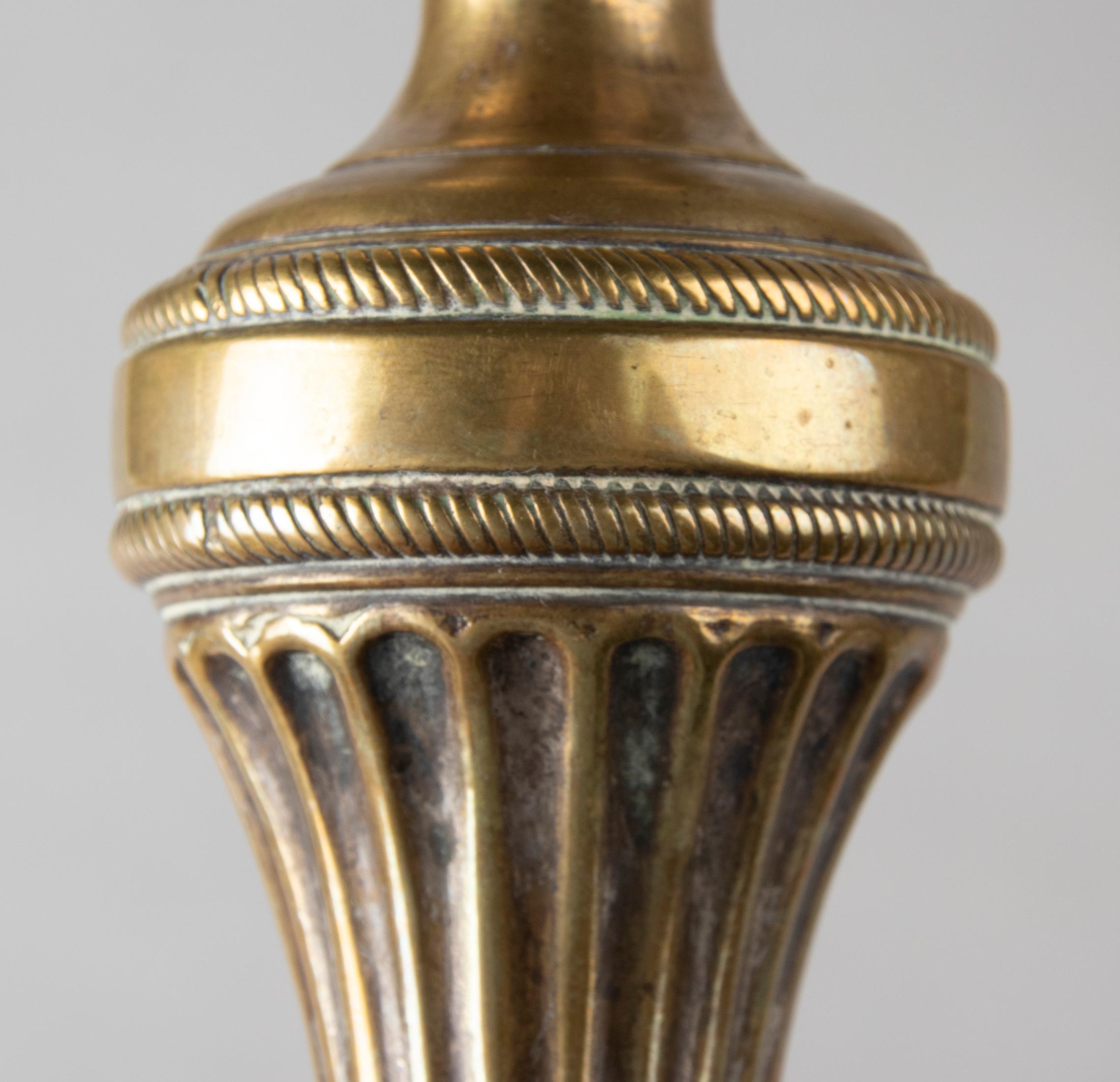 Pair of 19th Century Brass Candlesticks Louis XVI Style 7