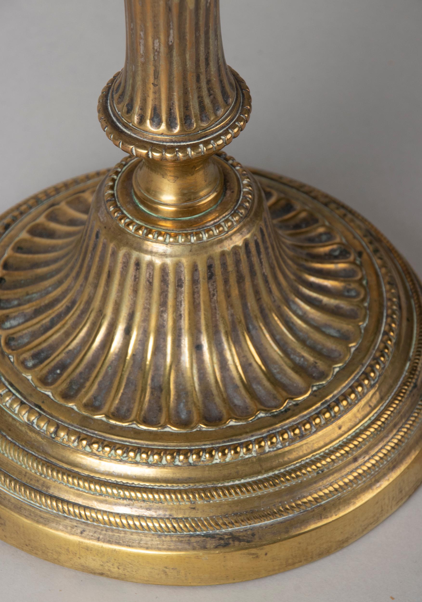Pair of 19th Century Brass Candlesticks Louis XVI Style 11