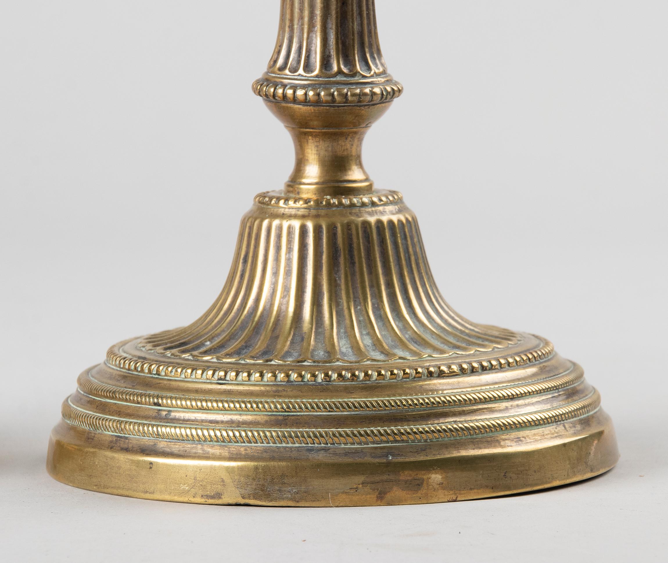 Pair of 19th Century Brass Candlesticks Louis XVI Style 1