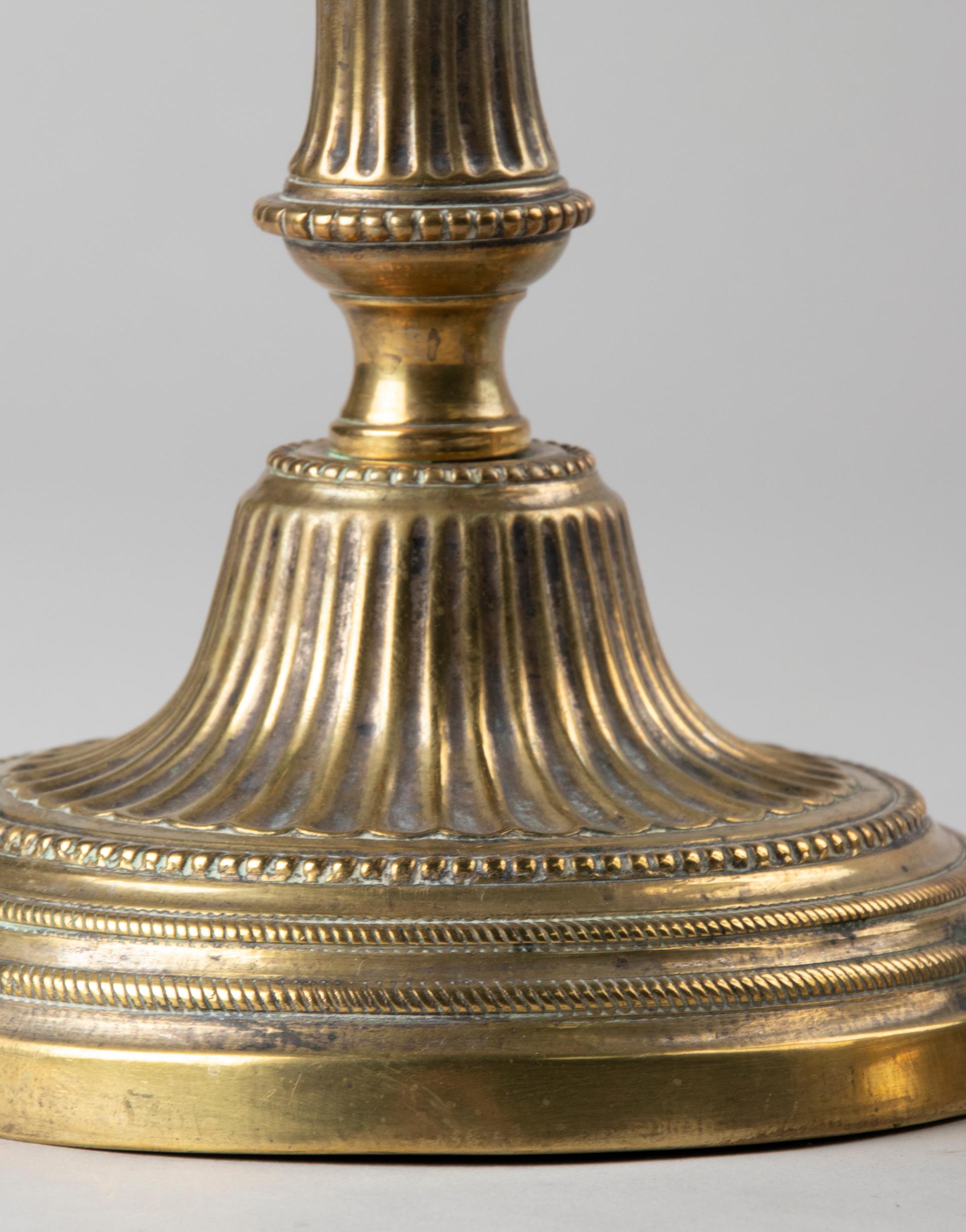 Pair of 19th Century Brass Candlesticks Louis XVI Style 2