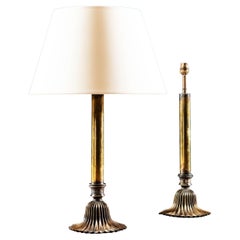 Pair of 19th Century Brass Hookah Bases as Lamps