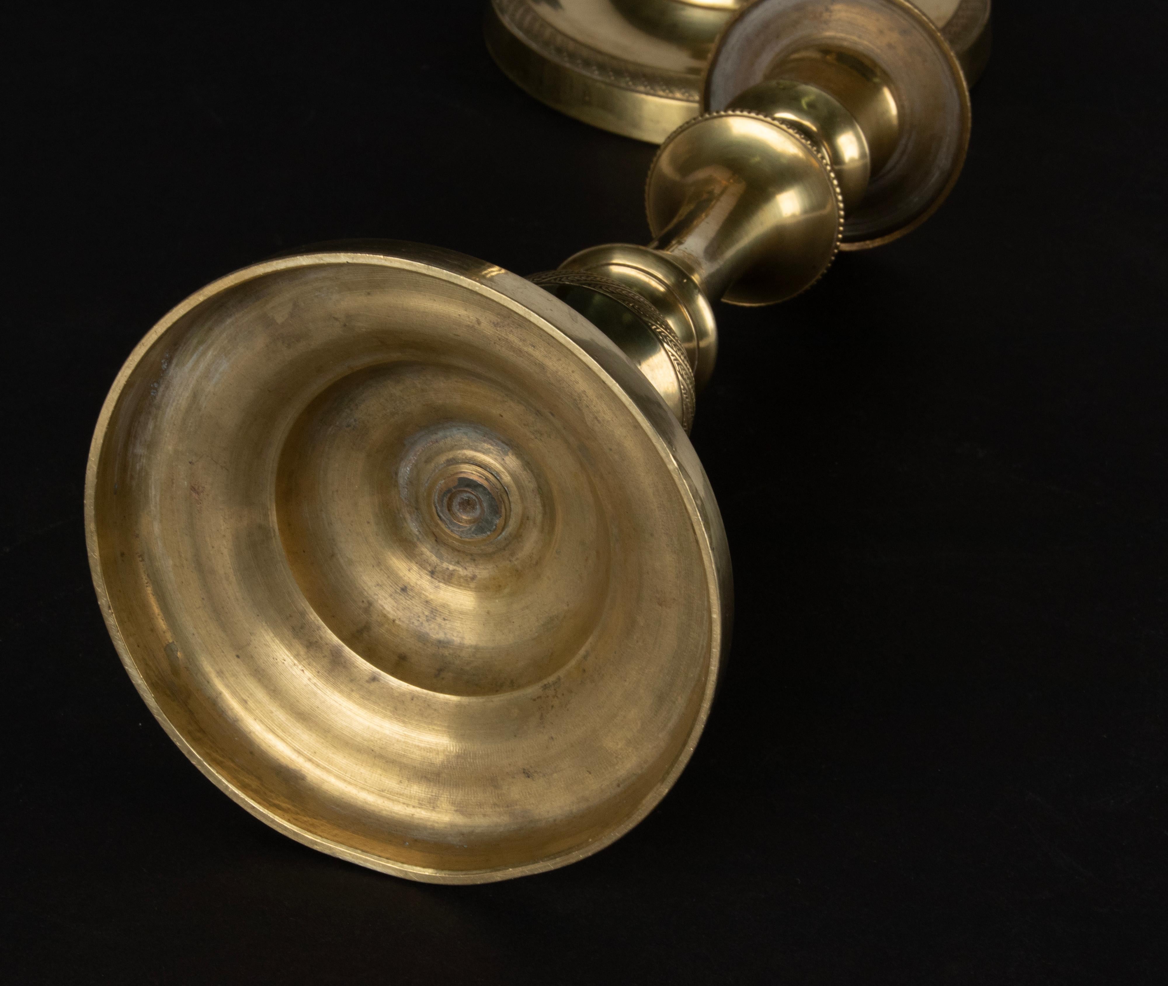 A Pair of 19th Century Brass Louis XVI Style Candlesticks 8