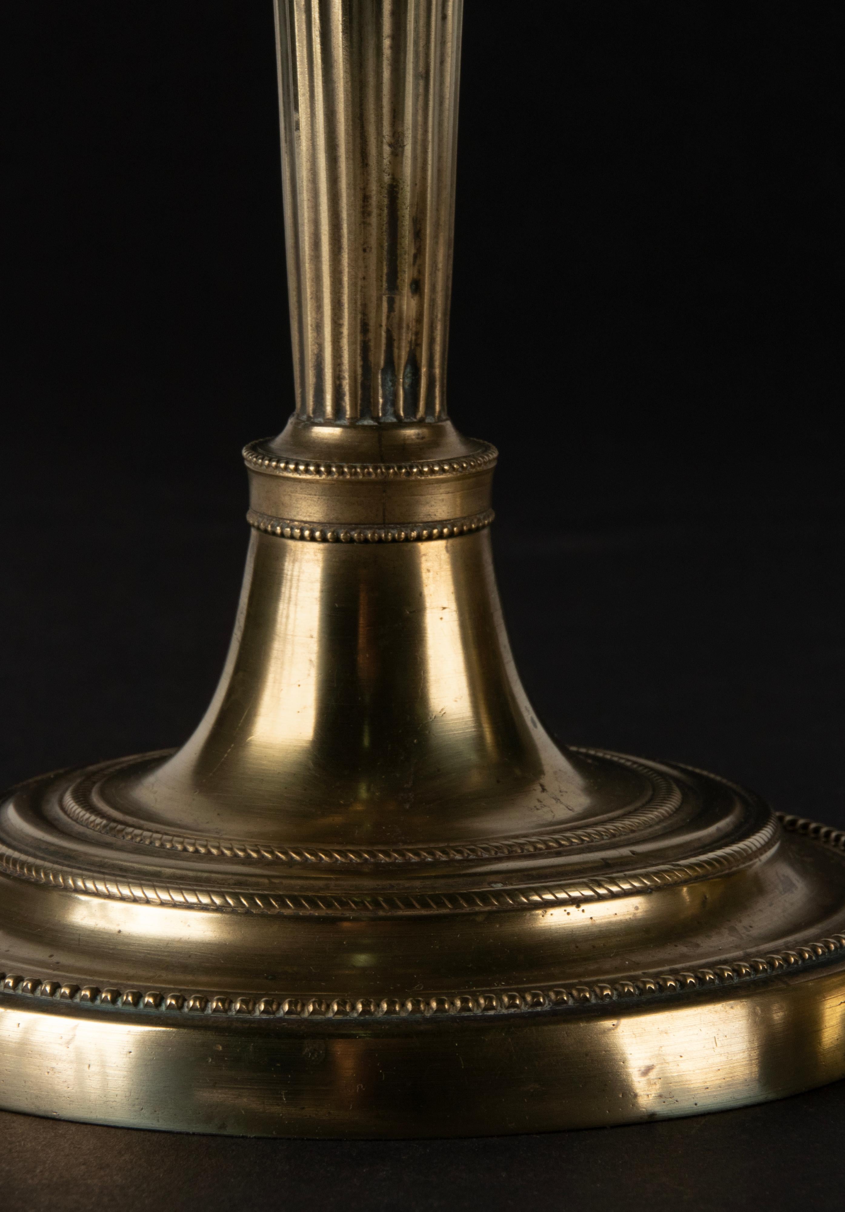 A Pair of 19th Century Brass Louis XVI Style Candlesticks For Sale 1