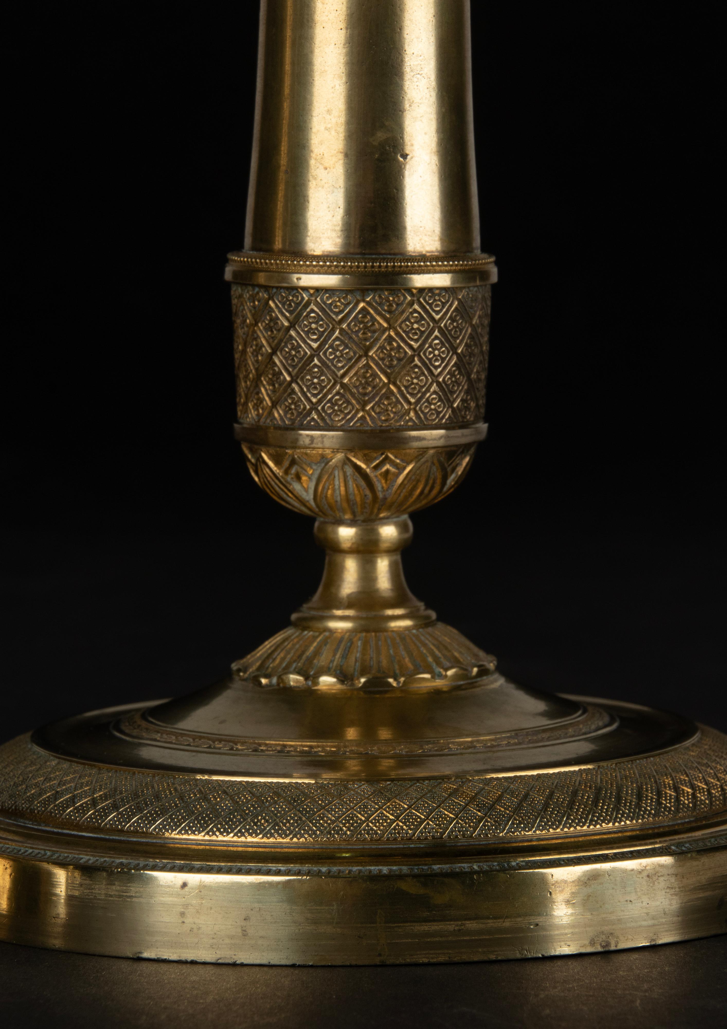 Pair of 19th Century Brass Louis XVI Style Candlesticks 1