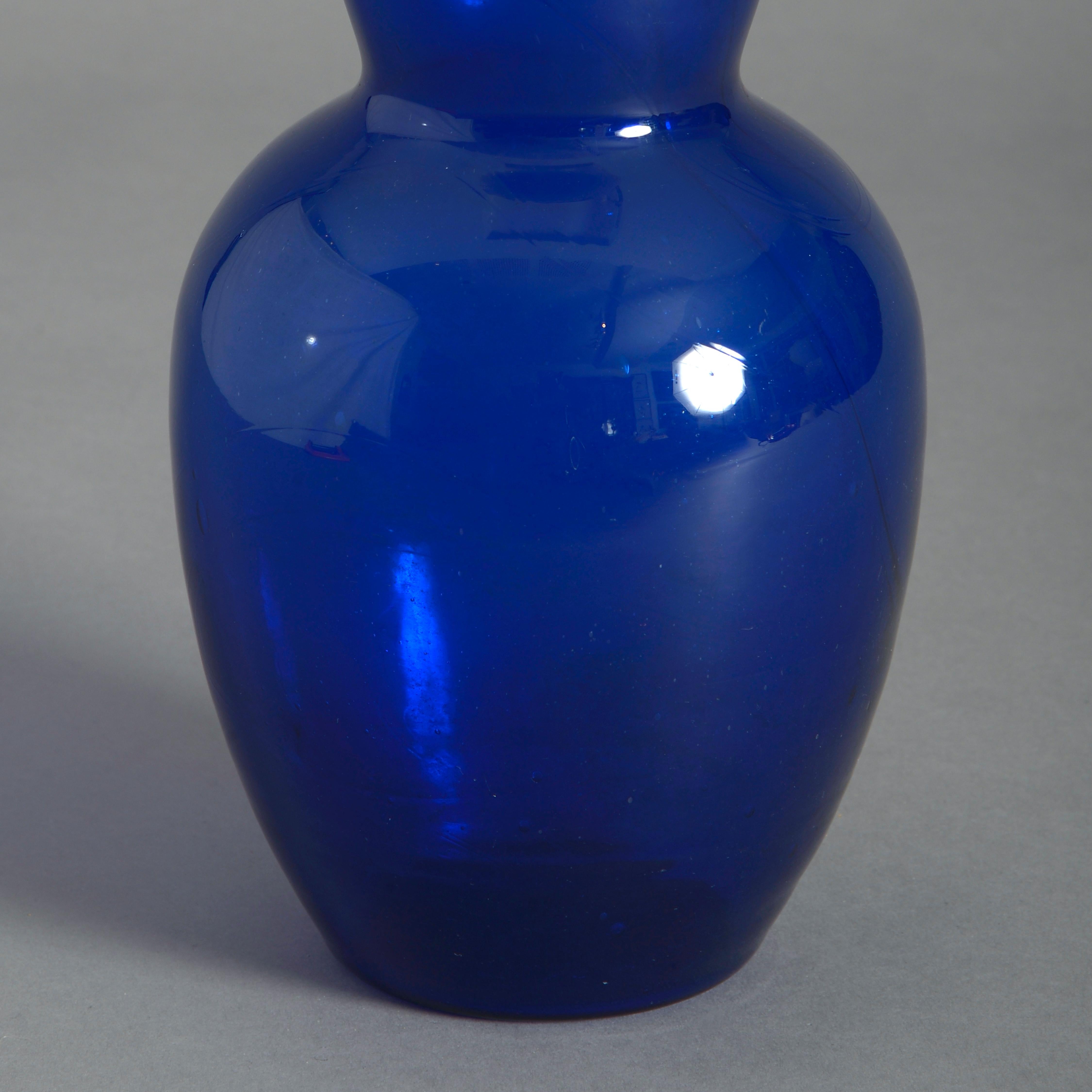 Victorian Pair of 19th Century Bristol Blue Glass Vases £750 circa 1890 England Basket