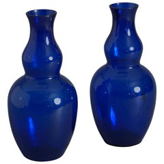 Antique Pair of 19th Century Bristol Blue Glass Vases £750 circa 1890 England Basket