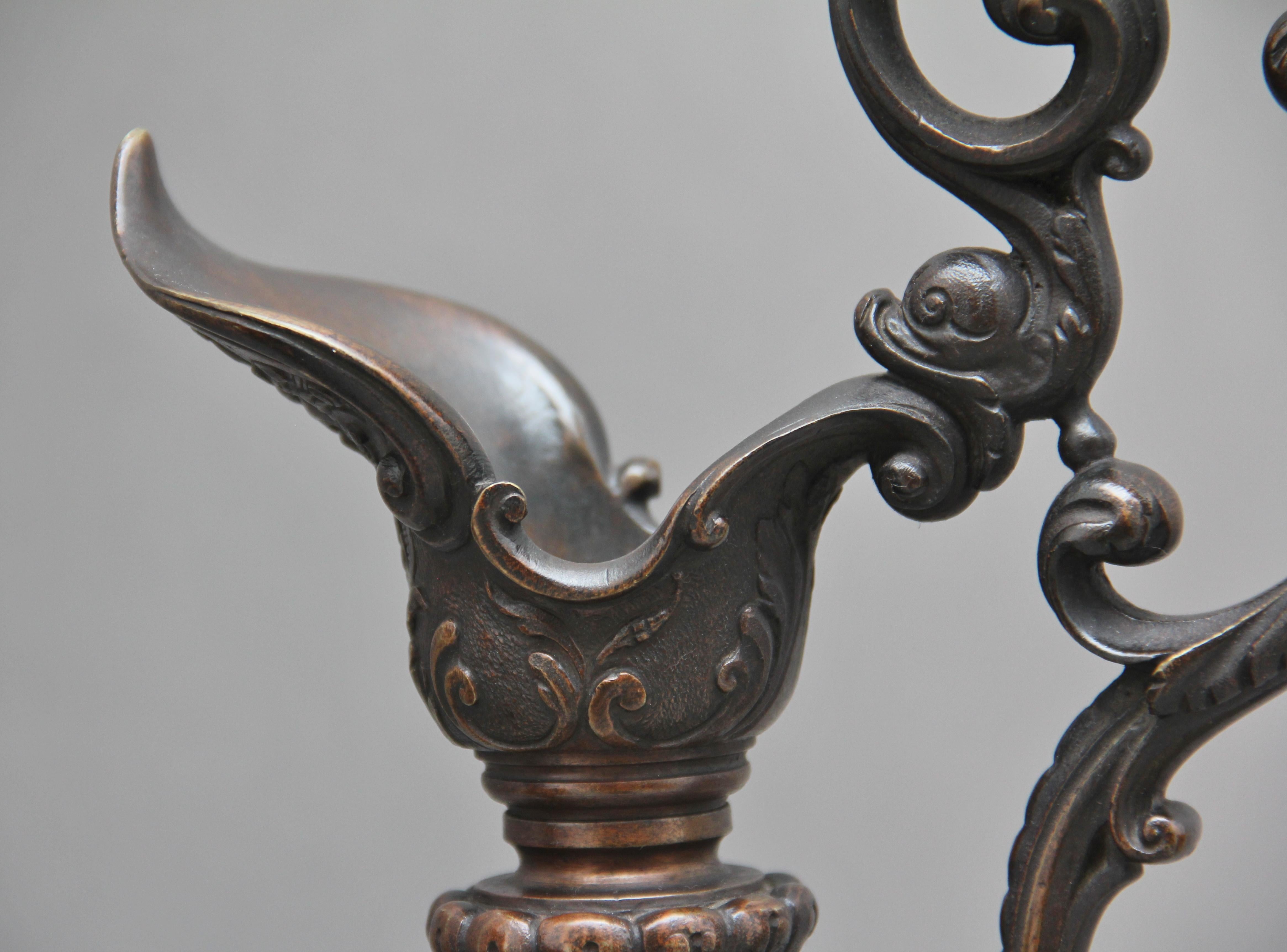 Pair of 19th Century Bronze and Marble Ewers 9