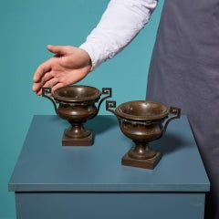 A Pair Of 19th Century Bronze Tazza Urns