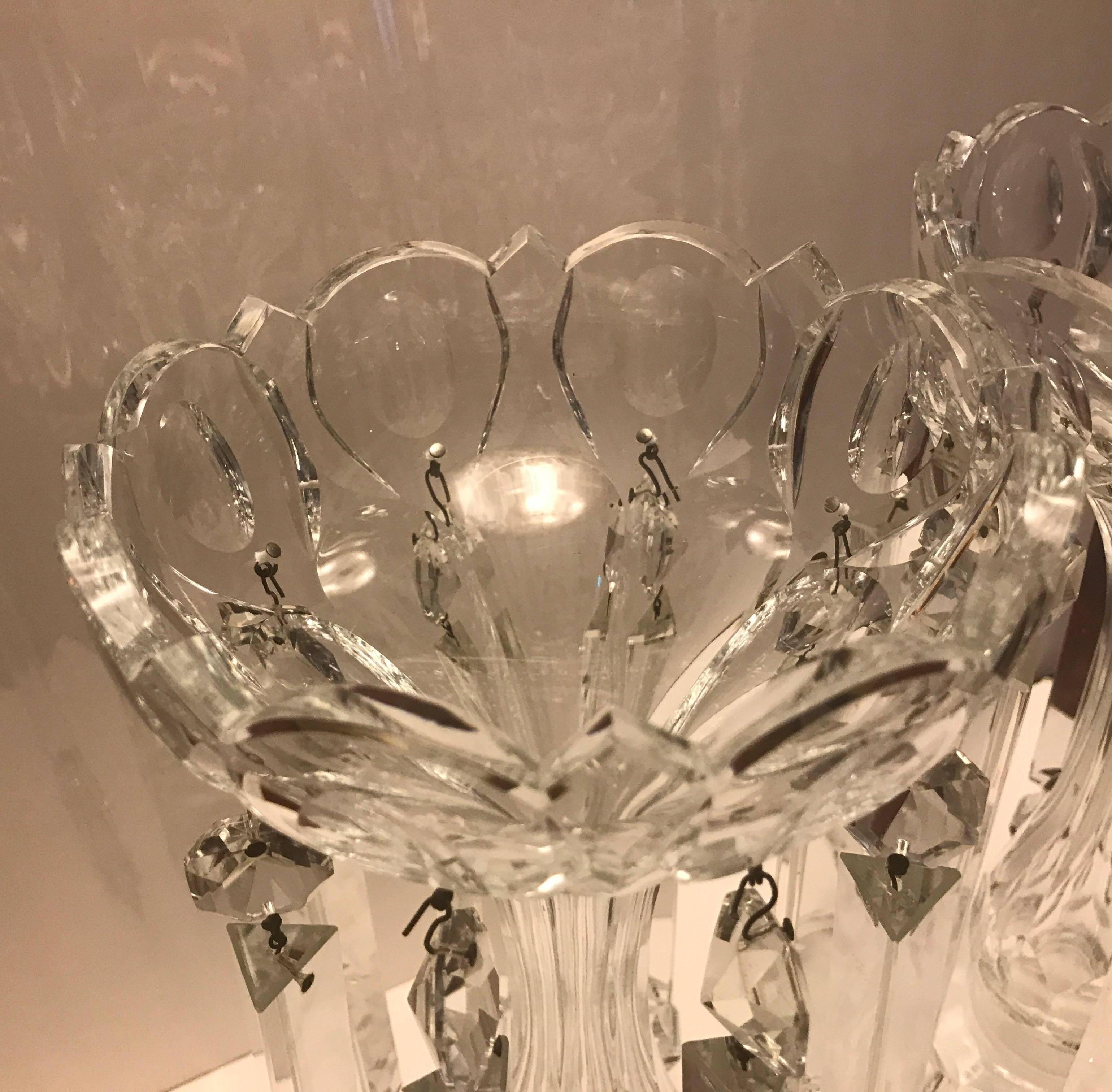 Pair of 19th Century Cut Glass Candlesticks Lusters 1