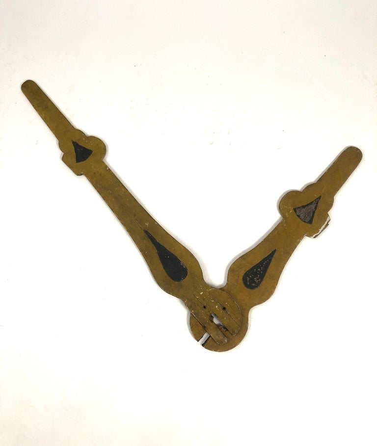 Pair of 19th Century Carved and Painted Wood Giant Clock Hands For Sale