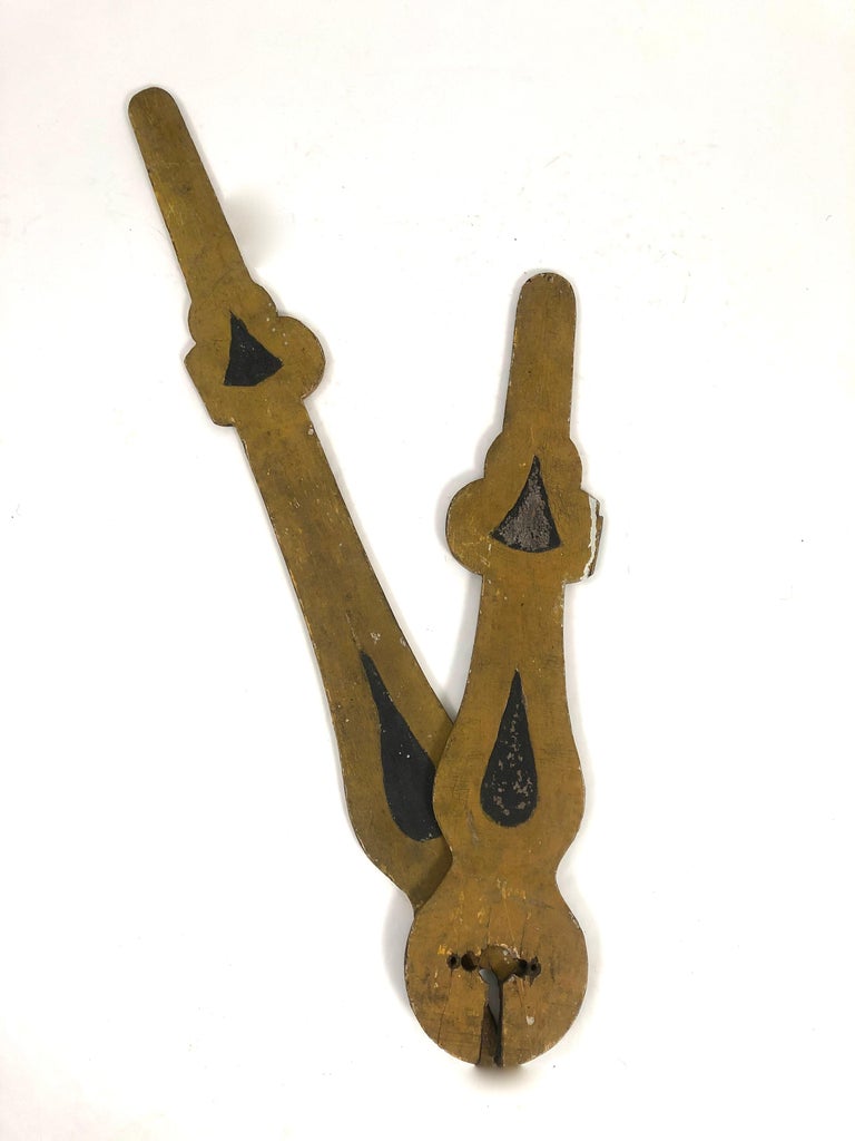 Pair of 19th Century Carved and Painted Wood Giant Clock Hands For Sale