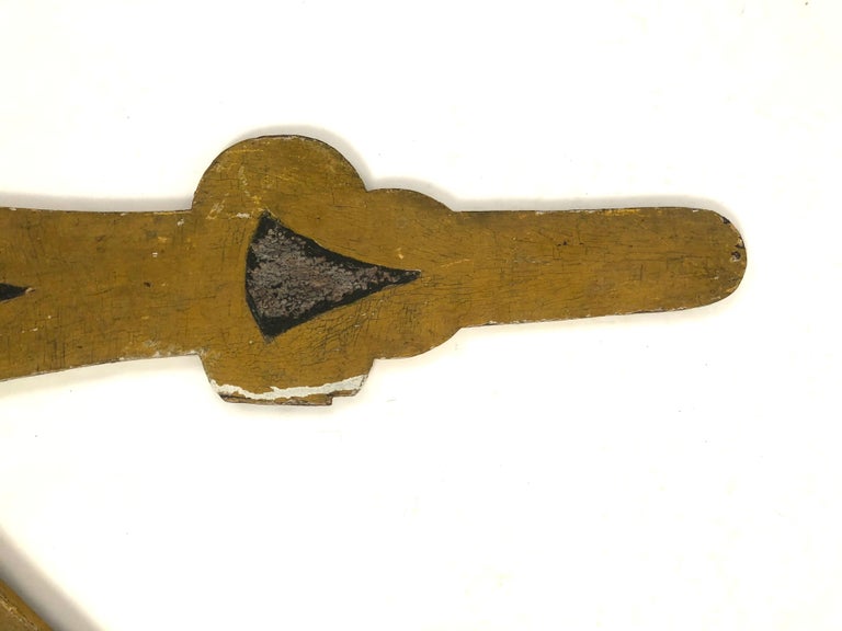 Pair of 19th Century Carved and Painted Wood Giant Clock Hands For Sale