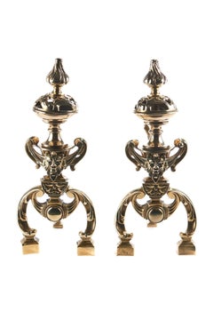 Pair of 19th Century Cast Brass Fireside Dogs