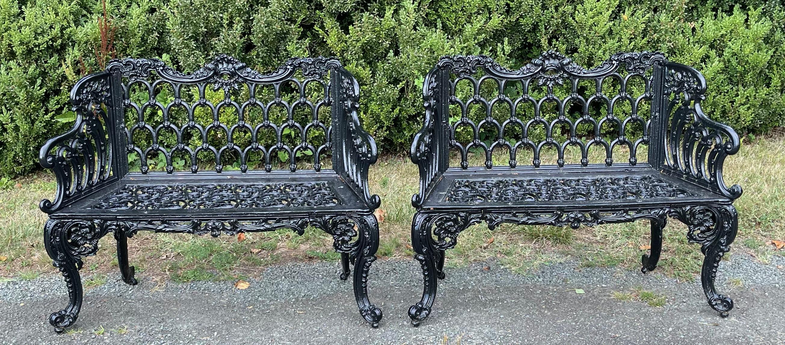 Pair of 19th Century Cast Iron Garden Benches 11