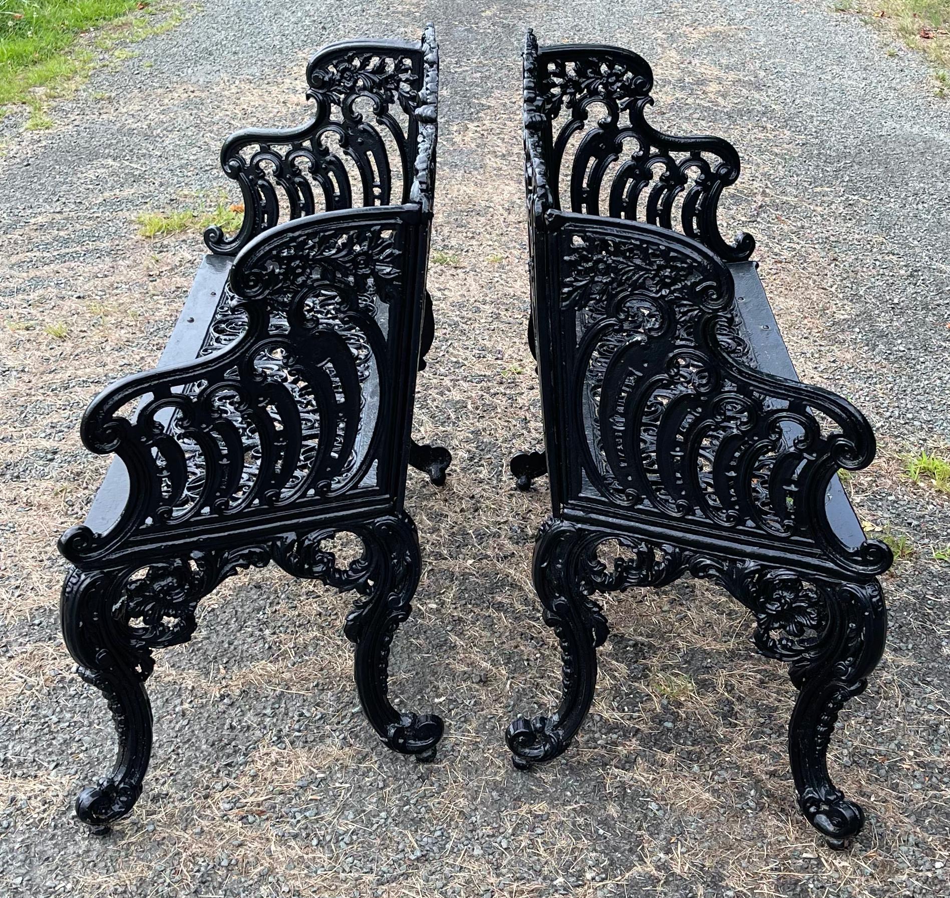 Scottish Pair of 19th Century Cast Iron Garden Benches