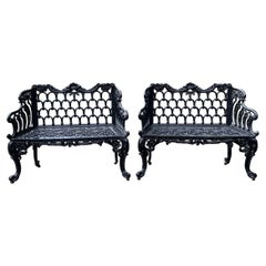 Pair of 19th Century Cast Iron Garden Benches