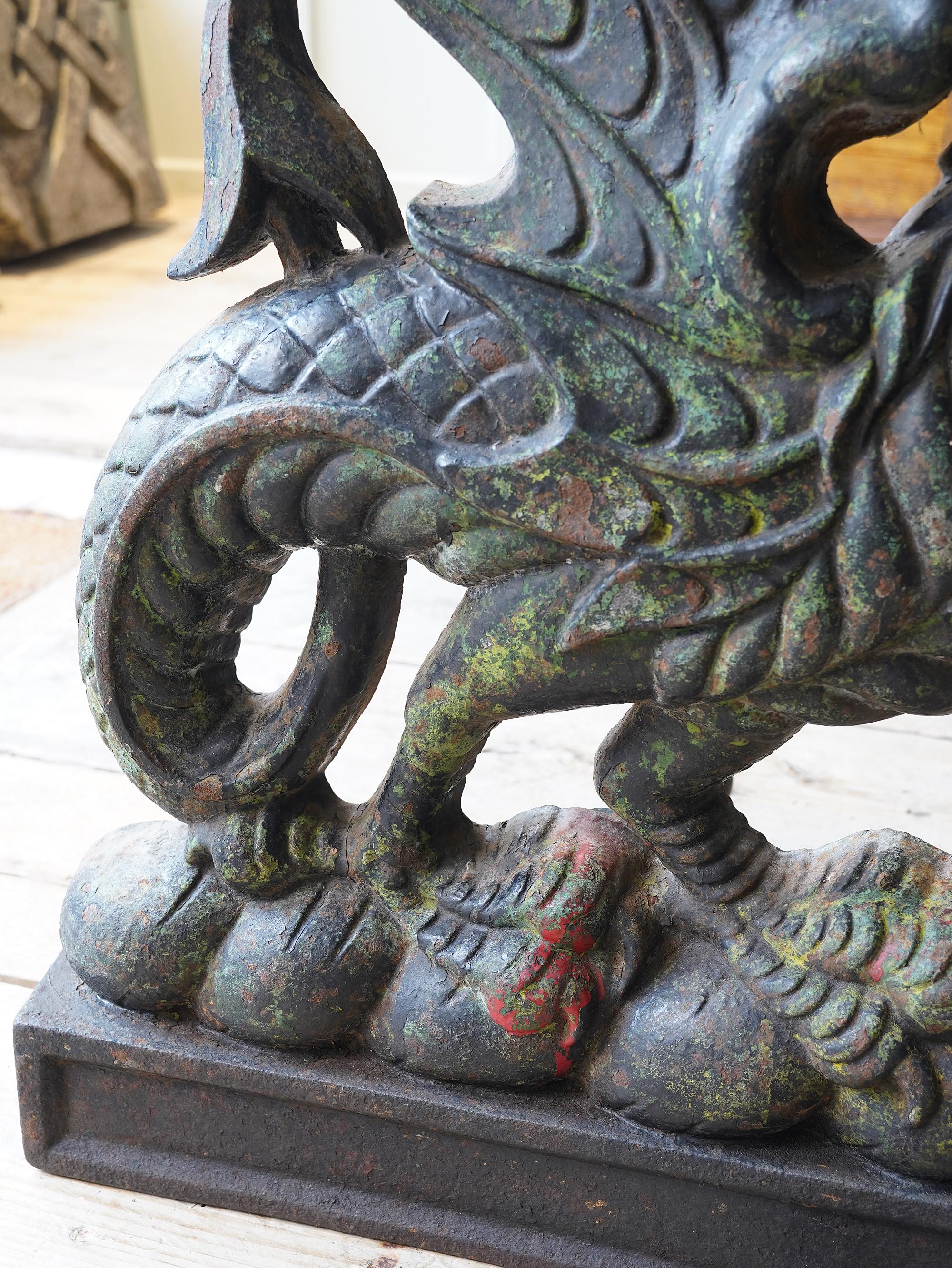 Pair of 19th Century Cast Iron Wyvern 4