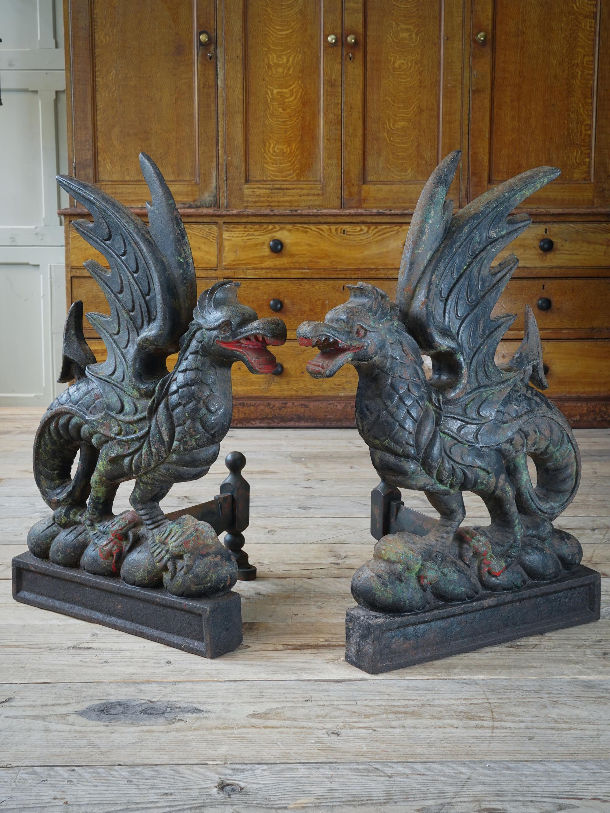 Pair of 19th Century Cast Iron Wyvern 6