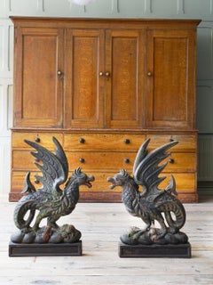 Pair of 19th Century Cast Iron Wyvern