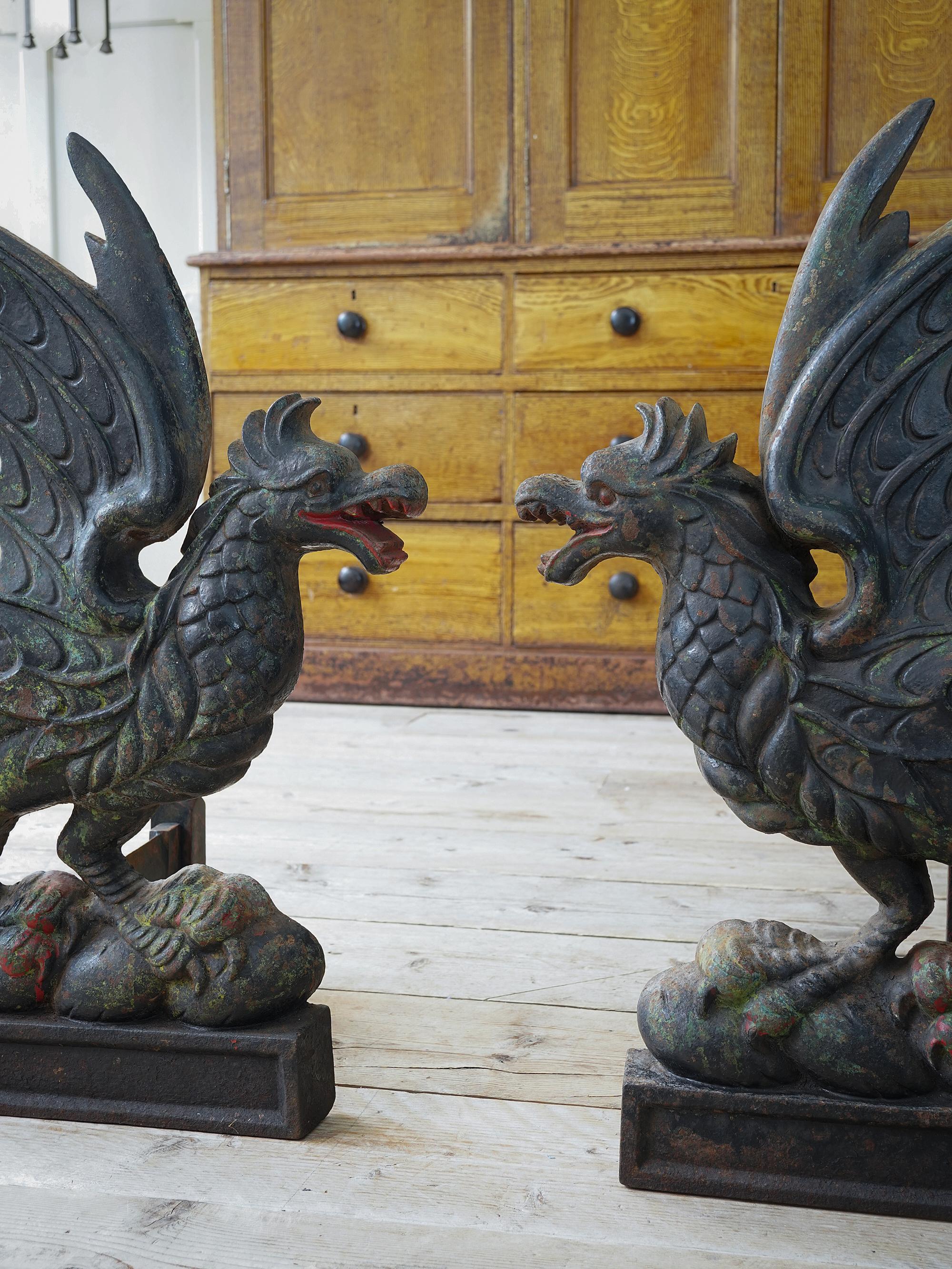 Other Pair of 19th Century Cast Iron Wyvern