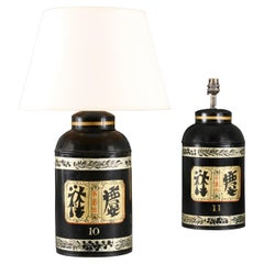 A Pair of 19th Century Chinese Black Tea Canister Lamps