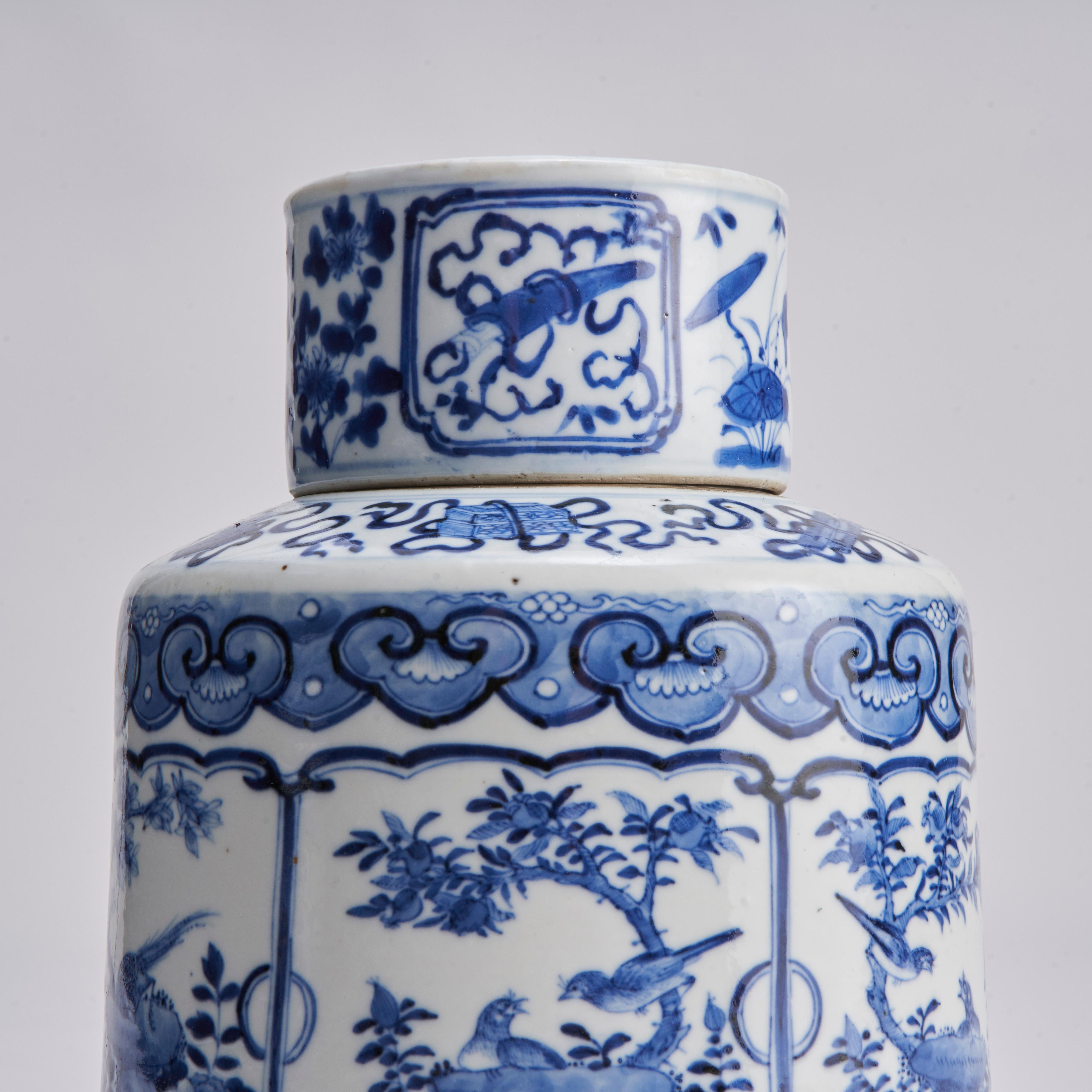 Porcelaine Paire de jarres chinoises du 19ème siècle recouvertes de bleu et blanc  en vente