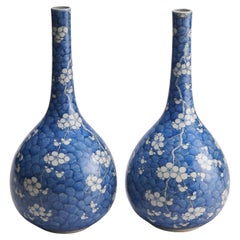 Antique A pair of 19th Century Chinese porcelain bottle vases