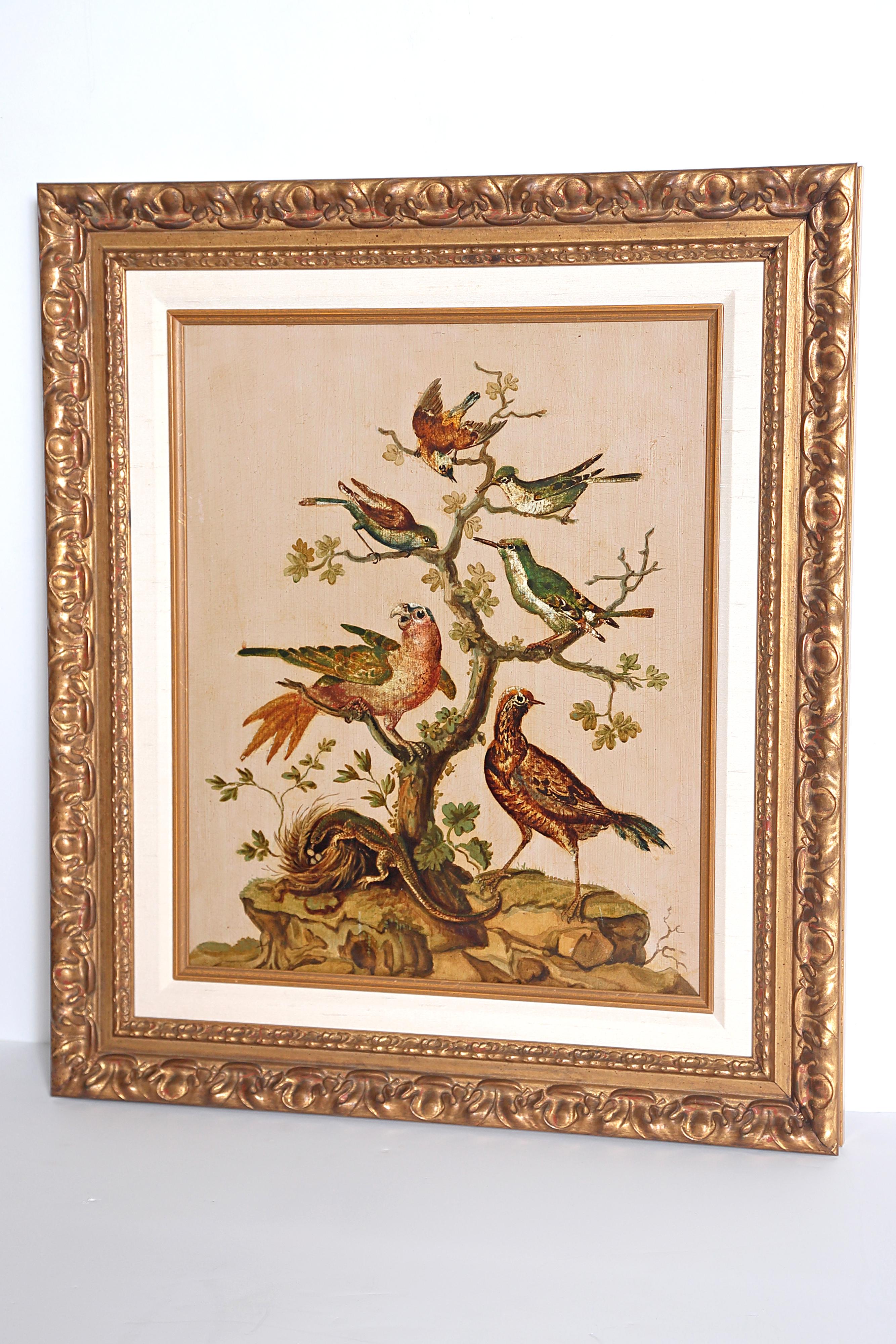Pair of 19th Century Continental Paintings of Birds on Board 6
