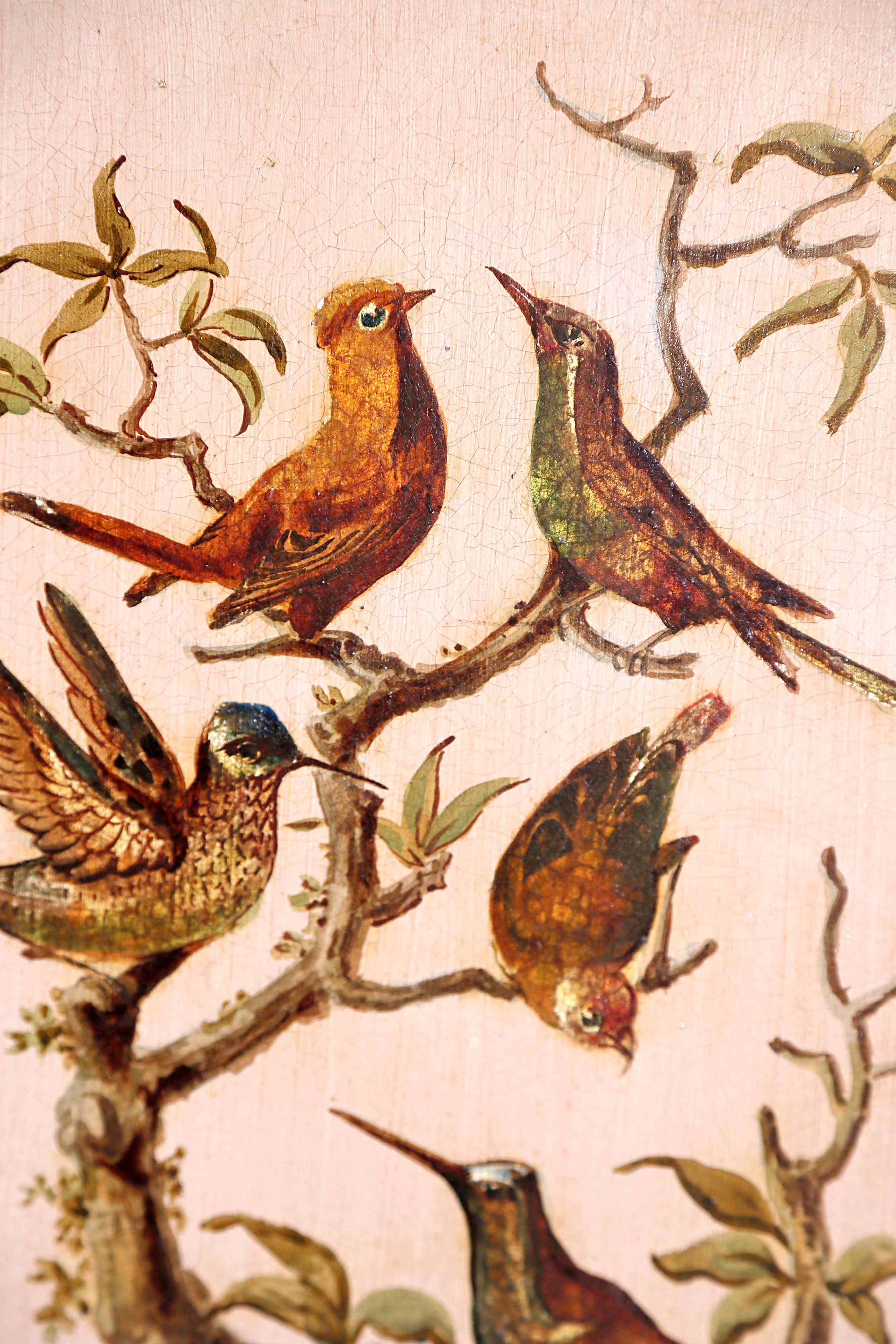Pair of 19th Century Continental Paintings of Birds on Board In Good Condition In Dallas, TX