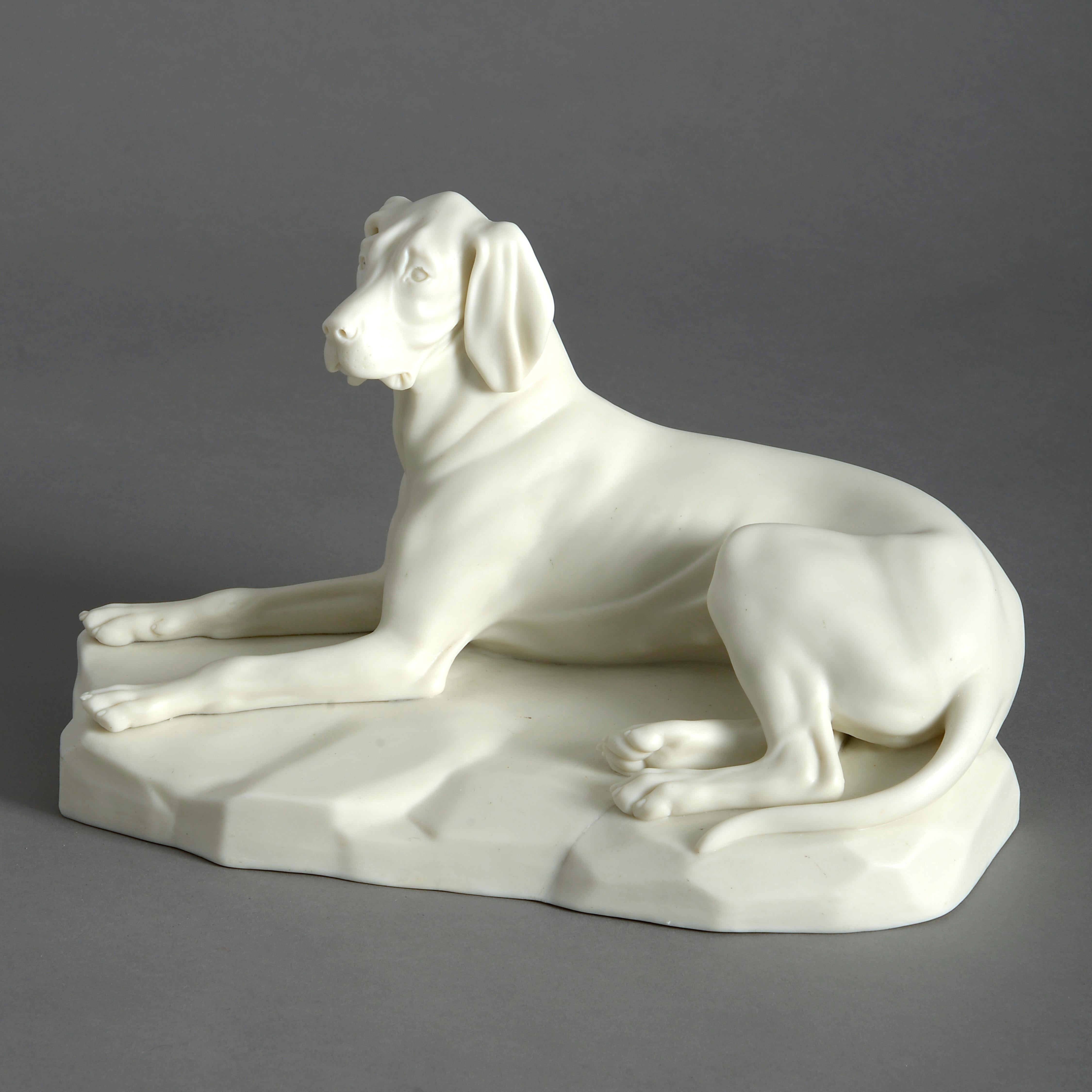 Victorian Pair of 19th Century Copeland Parian Hounds
