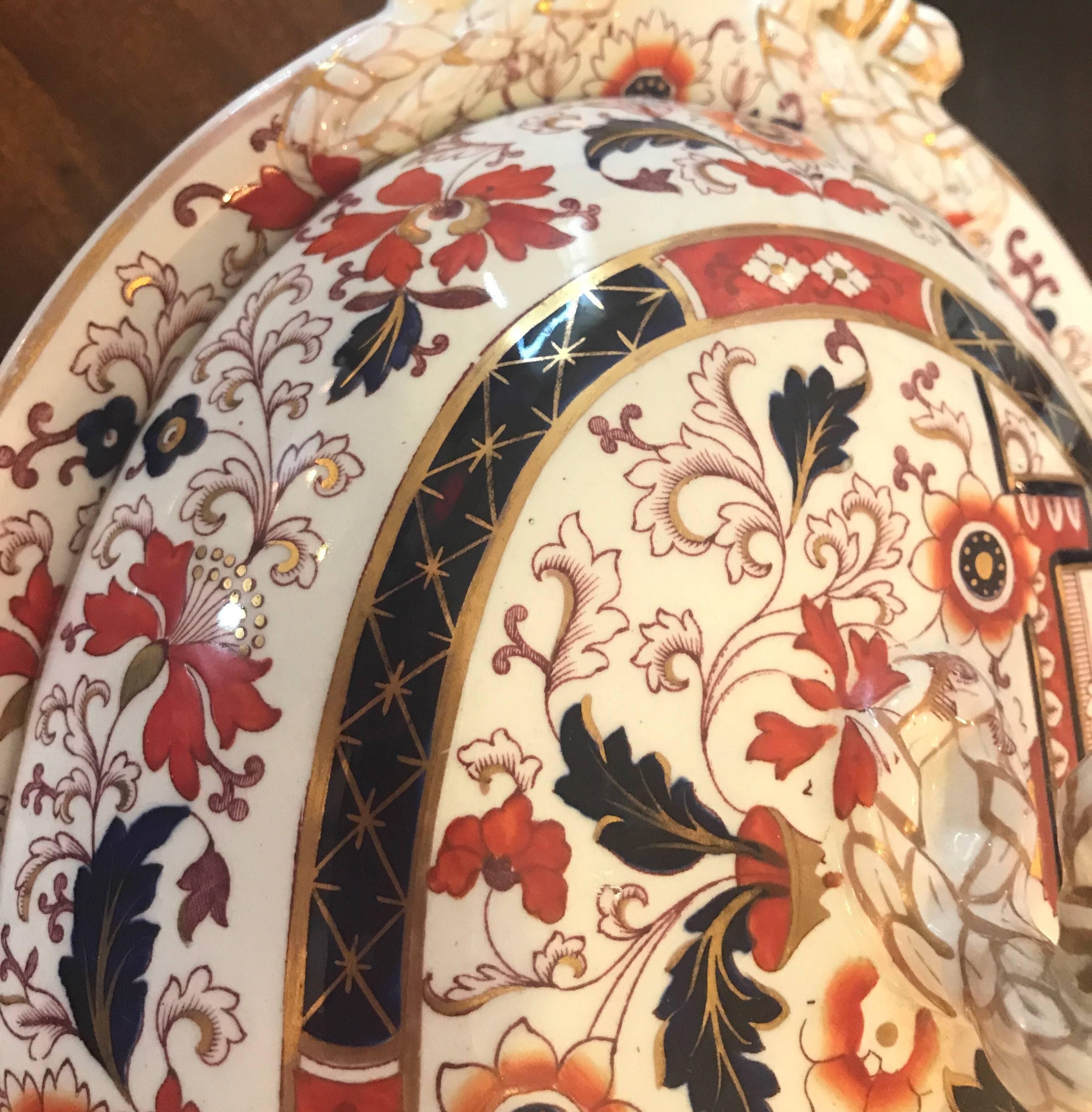 Hand-Painted Pair of 19th Century Covered Dishes