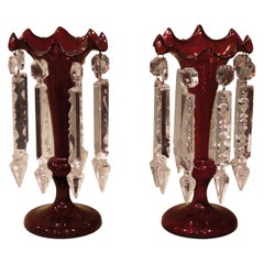 Antique Pair of 19th Century Cranbury Glass Lustres