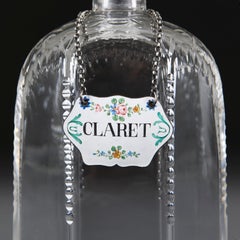 A Pair of 19th Century Cut Glass Decanters with Enamel Labels