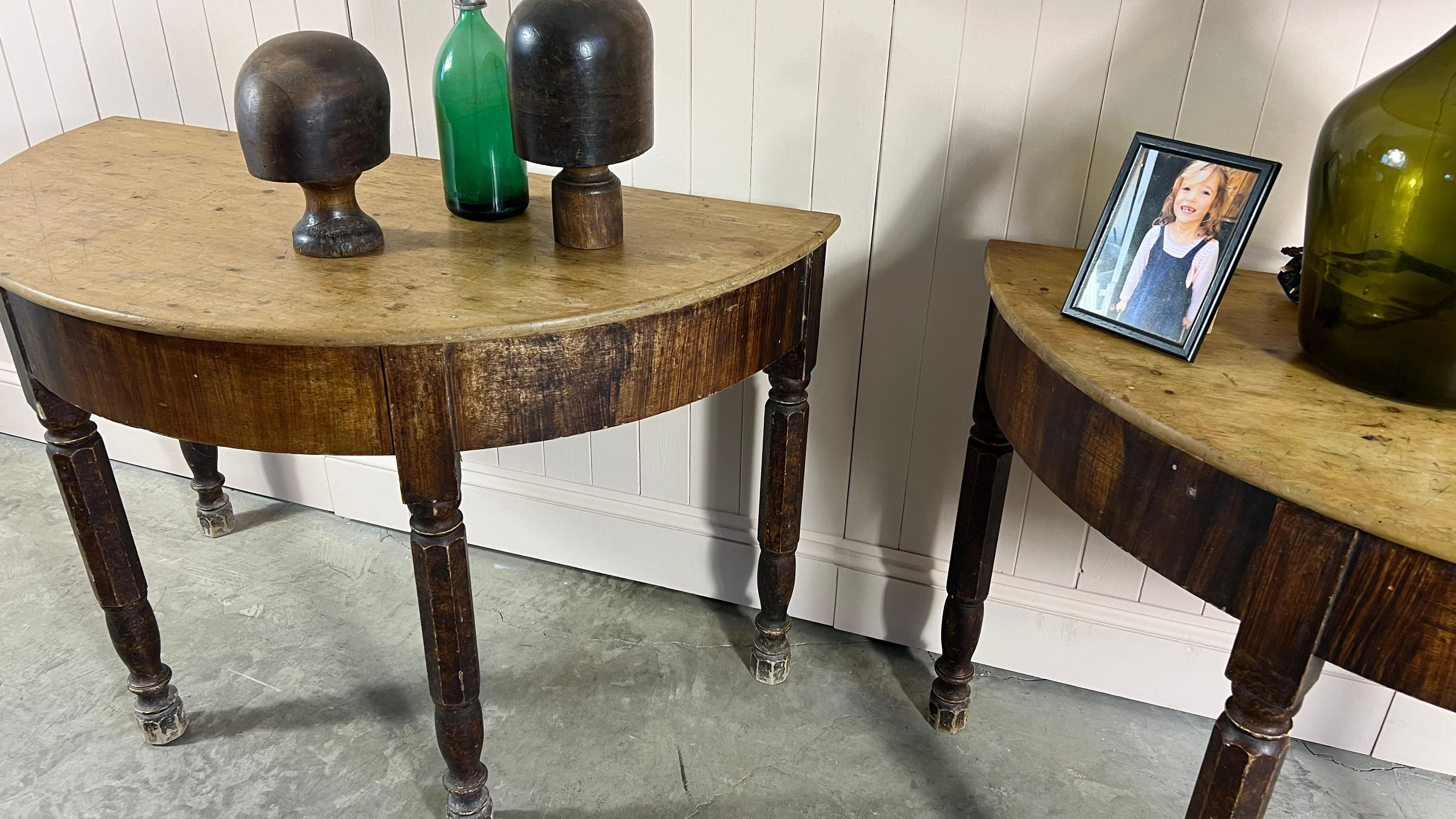 Country A pair of 19th Century Demi-Lune Tables For Sale